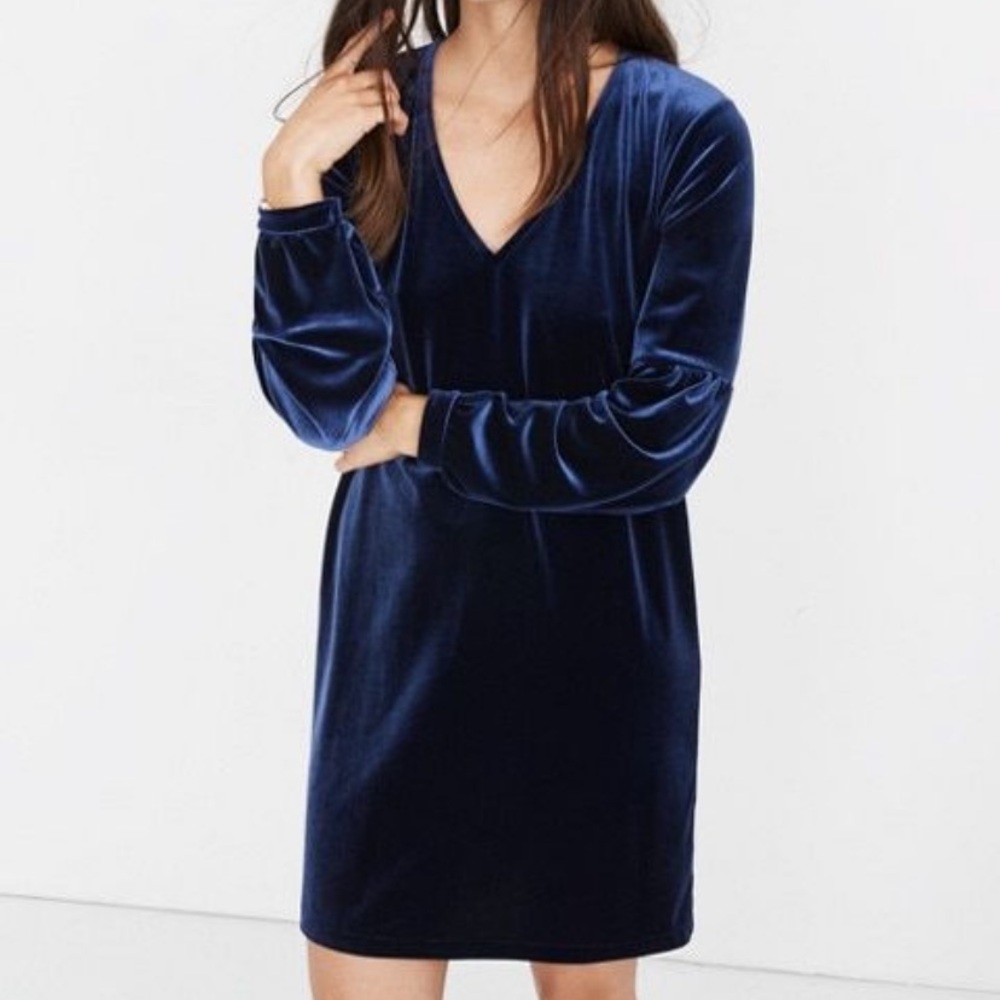 Madewell blue crush velvet dress